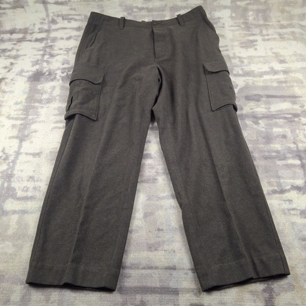Vintage J Crew Wool Blend Cargo Pants Mens 35x30 Gray Flat Front Straight Leg...
